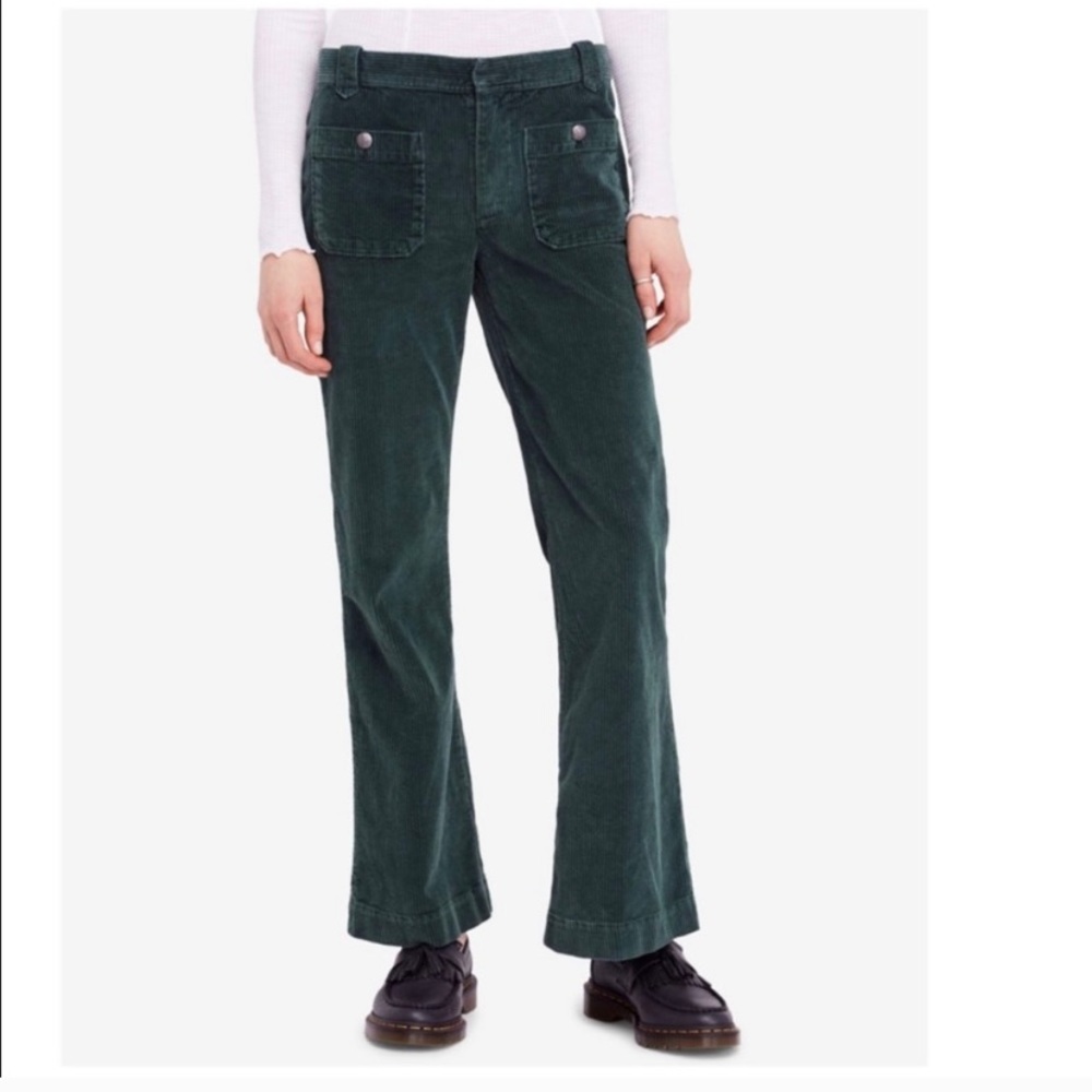 Free People Green Corduroy Flare Pants